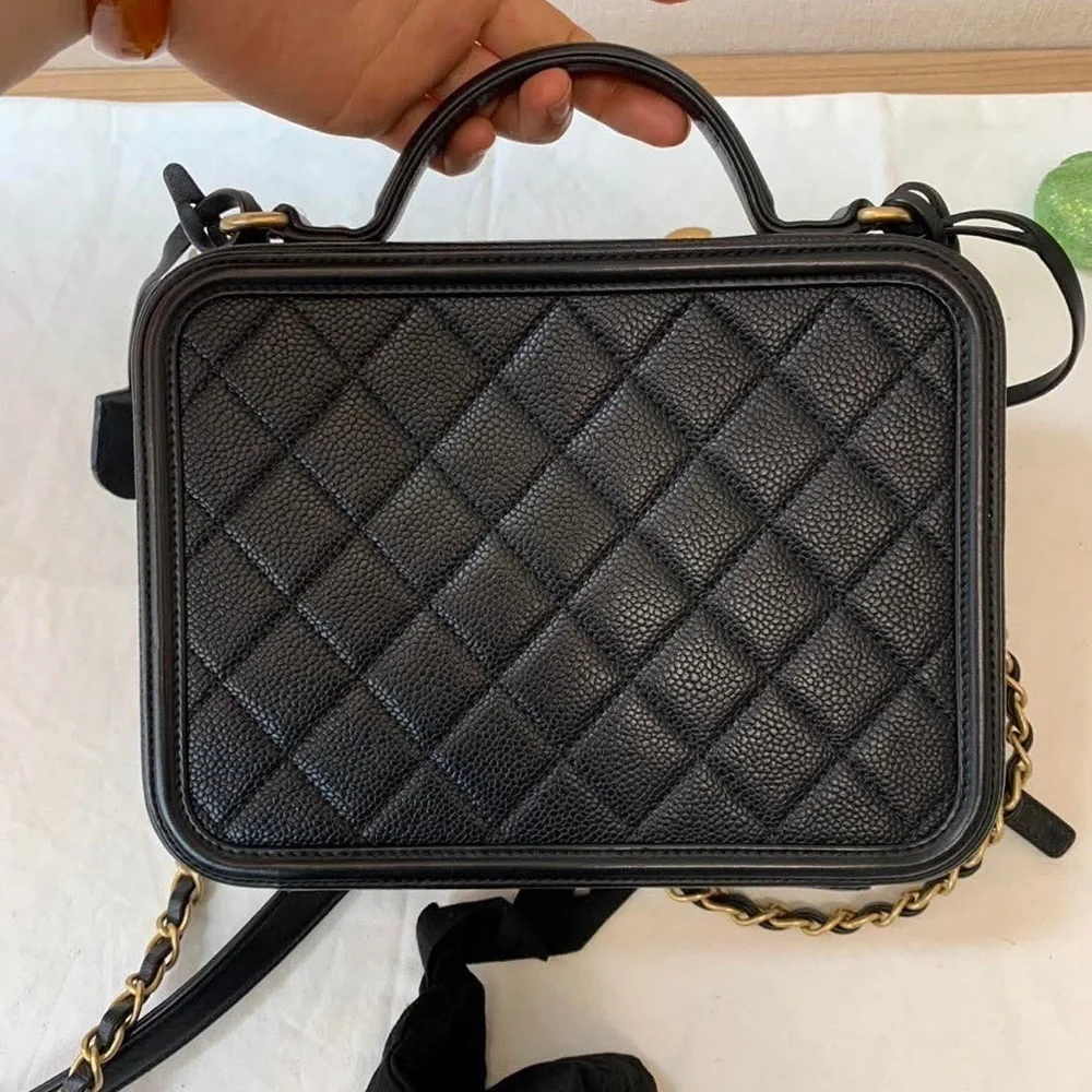 Black Caviar‎ Filigree Vanity Bag GHW EUC